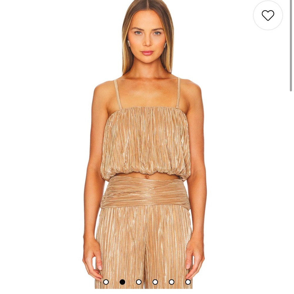 Gold Metallic Pleated Two-Piece Set Never Worn